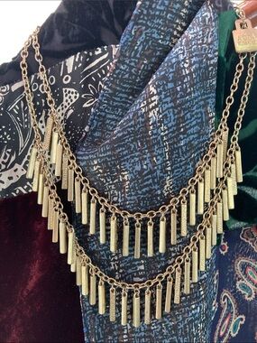 Adia Kibur Pale Gold Tone double-Strand Stick Necklace